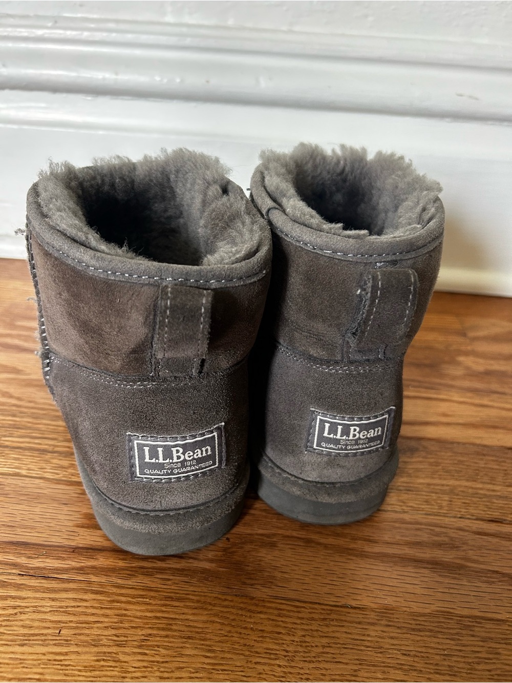 L.L.Bean Gray Suede Shearling Boots